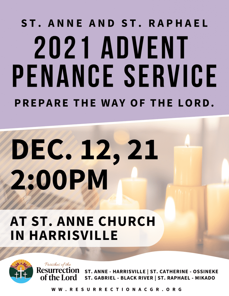 12/12 @ 2pm | Penance Service for St. Anne and St. Raphael